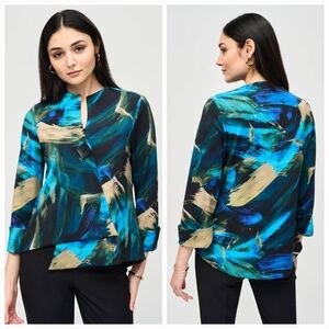 NWOT Joseph Ribkoff 24 Abtract Contemporary Silky Jersey Knit Swing Blazer